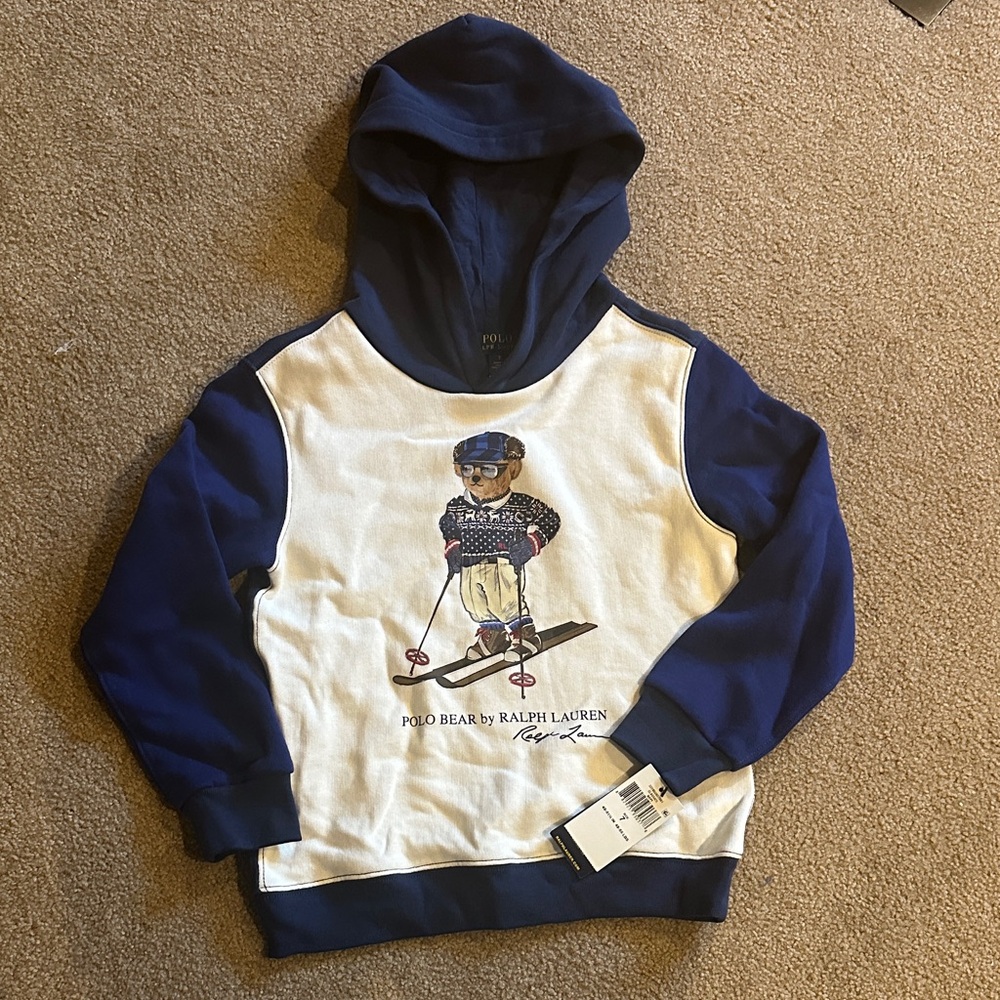 Ralph Lauren Blue and White Kids Hoodie